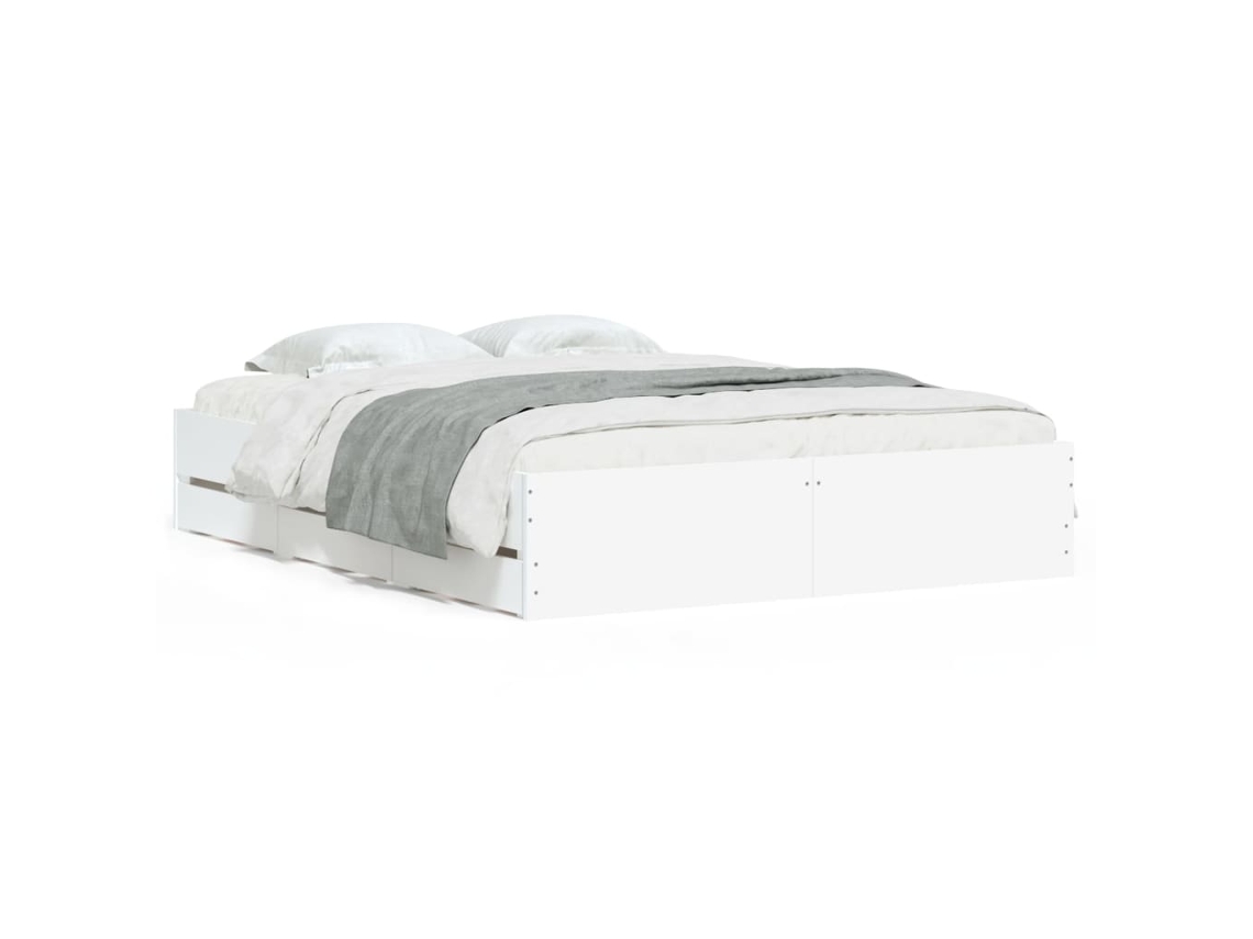 Estrutura de cama c/ gavetas VIDAXL derivados madeira branco (140x200 cm)
