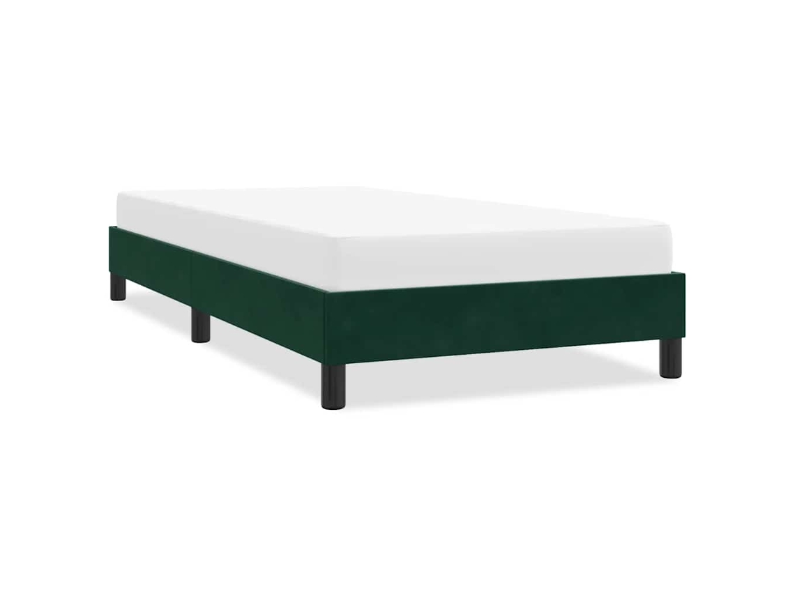 Vidaxl Estrutura De Cama Sem Colchão 90x220 Cm Veludo Verde-escuro