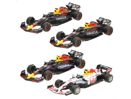 Conjunto De 4 Modelos De Carros Red Bull Verstappen E Perez F1 143 Burago