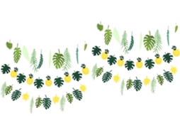 2 Conjuntos De Decoração De Parede Com Folhas E Bandeiras Para Festa