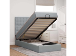 Cama Otomana Com Colchão 100x200 Cm Tecido Cinzento Claro