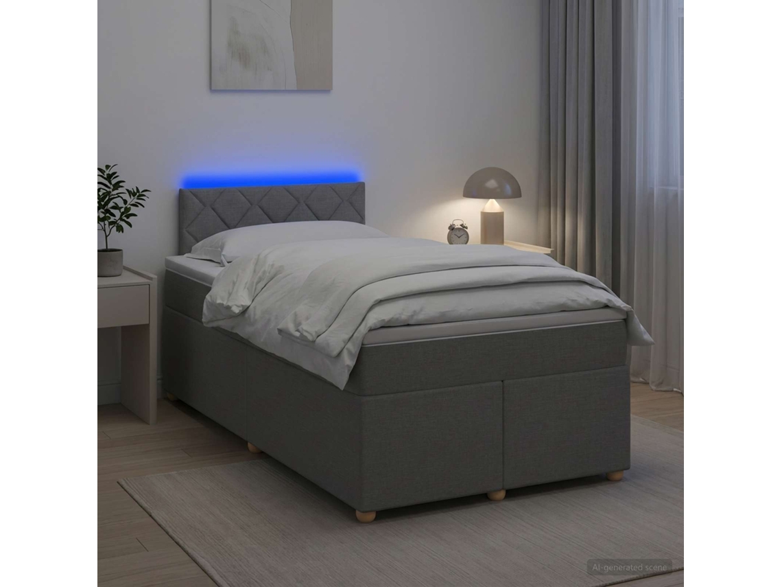 Vidaxl Cama Box Spring Com Colchão Cinzento-claro 120 X 200 Cm Tecido