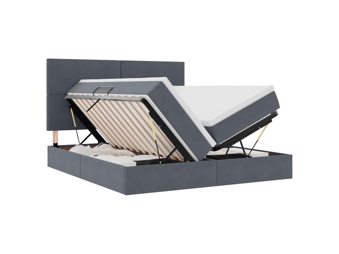 Cama de Armazenamento Led com Colchão Cinzento escuro MAISON EXCLUSIVE