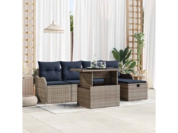 Vidaxl Conjunto De Sofá De Jardim 6 Unid. Cinzeto Vime Pe