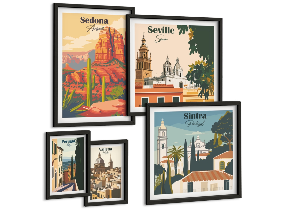 Quadros Decorativos Para Parede Pôsteres Abstratos De Matisse Moldura Preta Imagens Para Um Quarto Infantil Espelharte (conjunto De 5 Imagens)