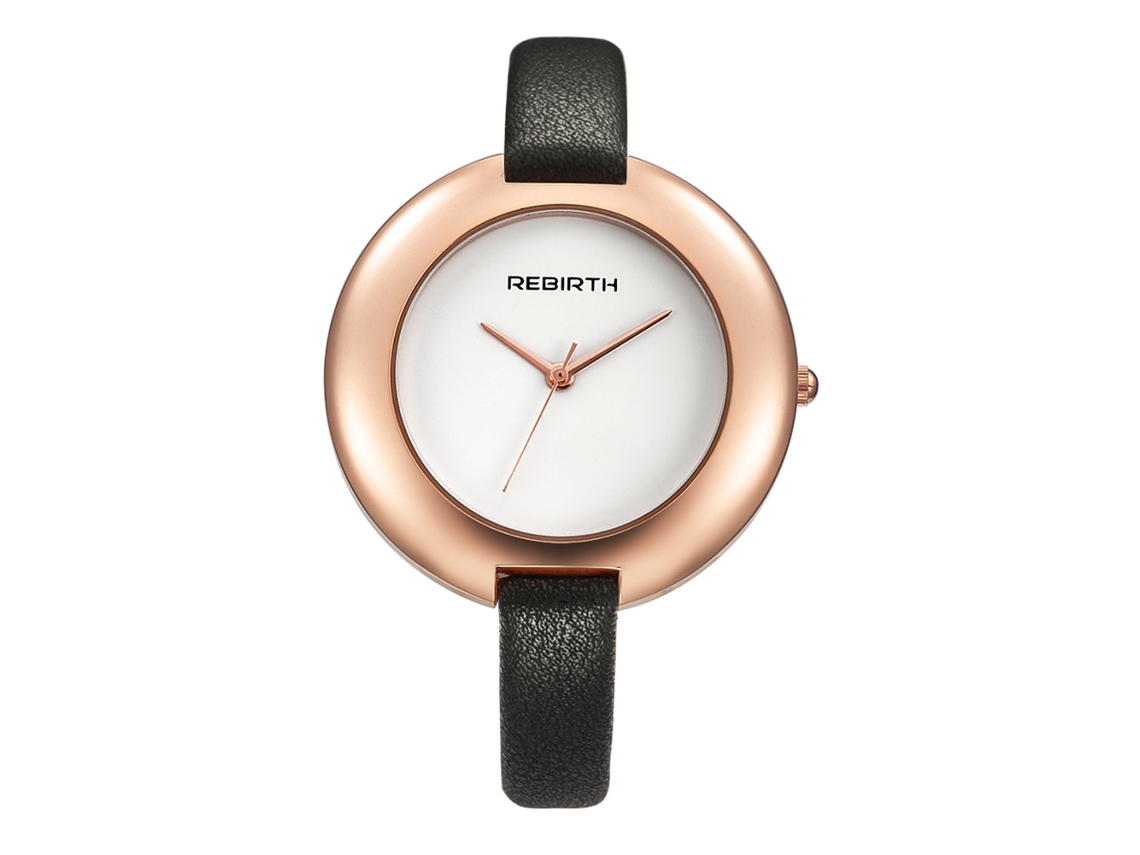 Relógio Feminino Casual de Quartzo com Mostrador Grande e Pulseira Pu Preto