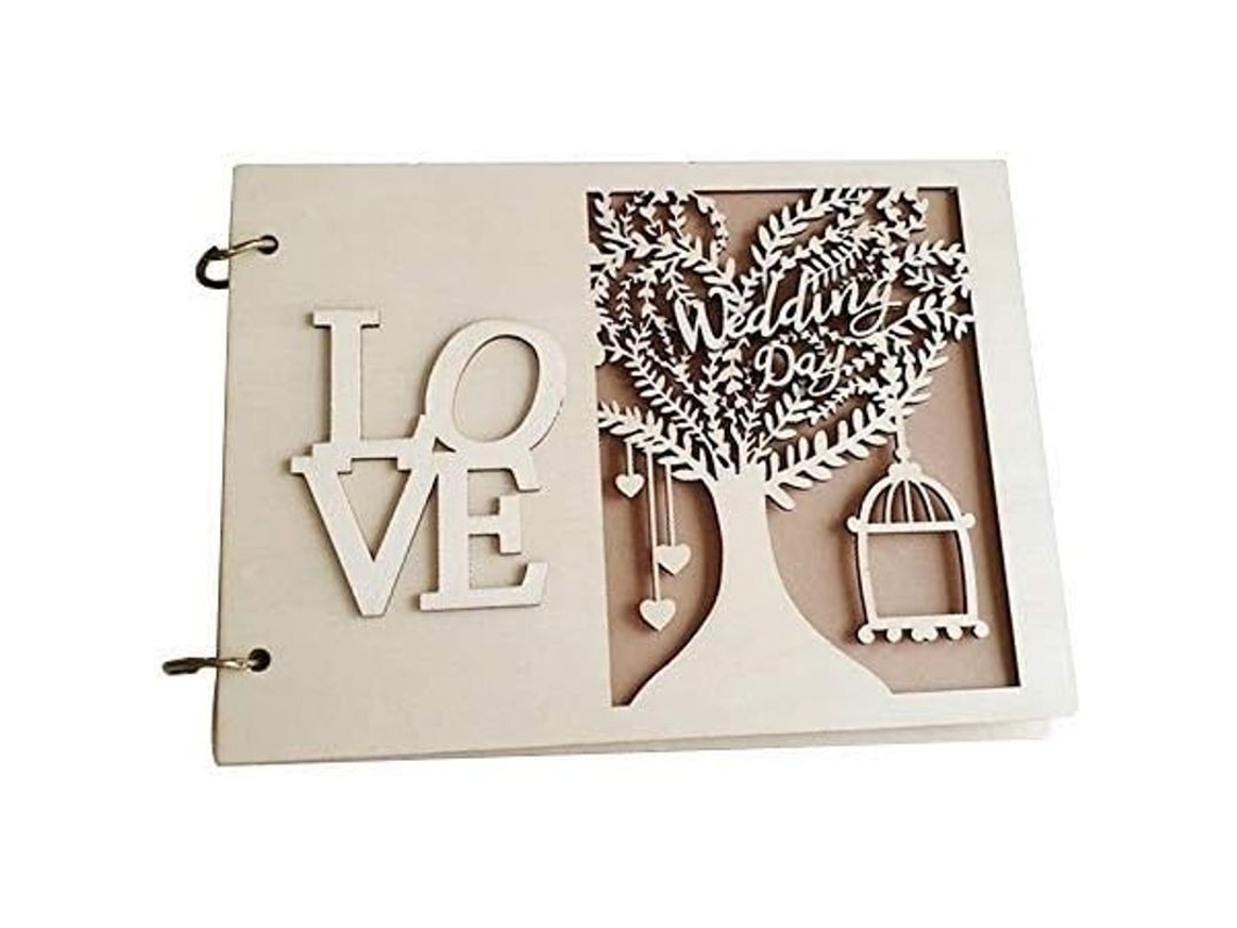 Livro De Visitantes De Madeira Rústica Para Casamento Álbum Scrapbook Diy Com 40 Páginas E Função De Fotos