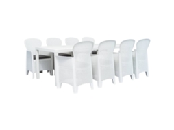 Vidaxl Conj. Jantar P/ Exterior 9 Pcs Plástico Branco Aspeto De Vime