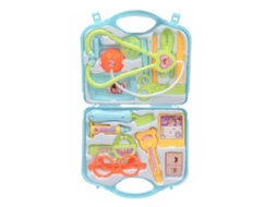 Primerox 15pcs Kit de Brinquedo de Médico Azul Claro com Estetoscópio para Crianças Brincar de Fingir