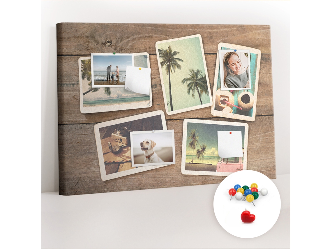 Quadro De Cortiça Com Impressão Fotos Polaroid Para O Quarto Das Crianças Espelharte (70x100 Cm)