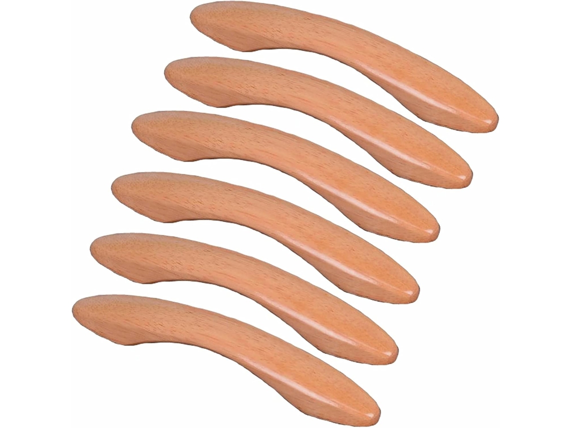 Conjunto De 6 Puxadores Madeira Para Gavetas, Armários De Cozinha, Cômodas, Guarda Roupas E Outros Móveis Distância