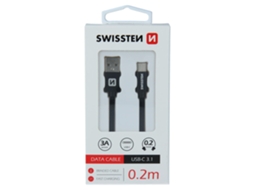 Cabo SWISSTEN Textile (USB - USB-C - 0,2M - Preto)