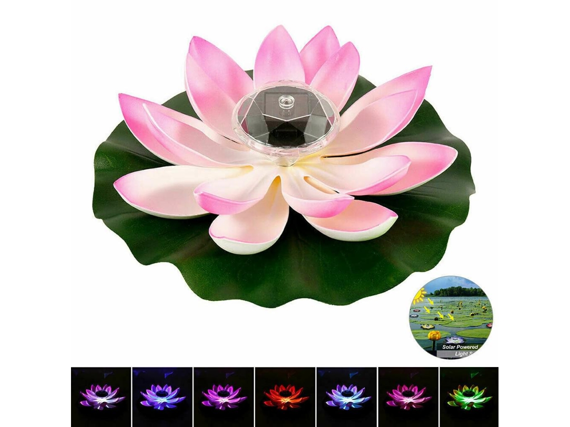 Led de Energia Solar Flor de Lótus Flutuante Lagoa Luz Noturna Da Piscina