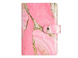A6 Pu Leather Zippered Loose Leaf Notebook With Color Print, Cash Budget Journal Pink Gold Cover Only