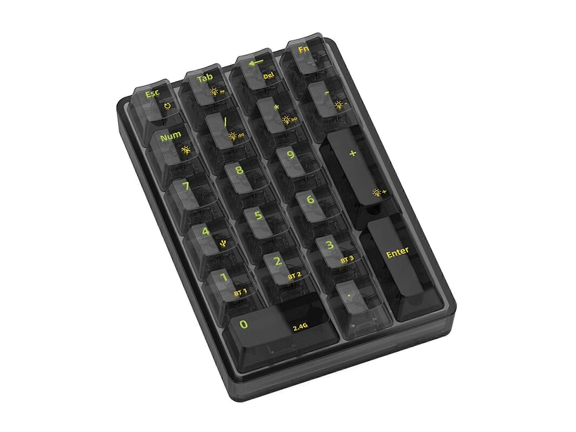Teclado Numérico Mecânico Compatível Com Bluetooth, Teclado Numérico Transparente De 21 Teclas Para Contabilidade, Teclado Para Jogos Everley891