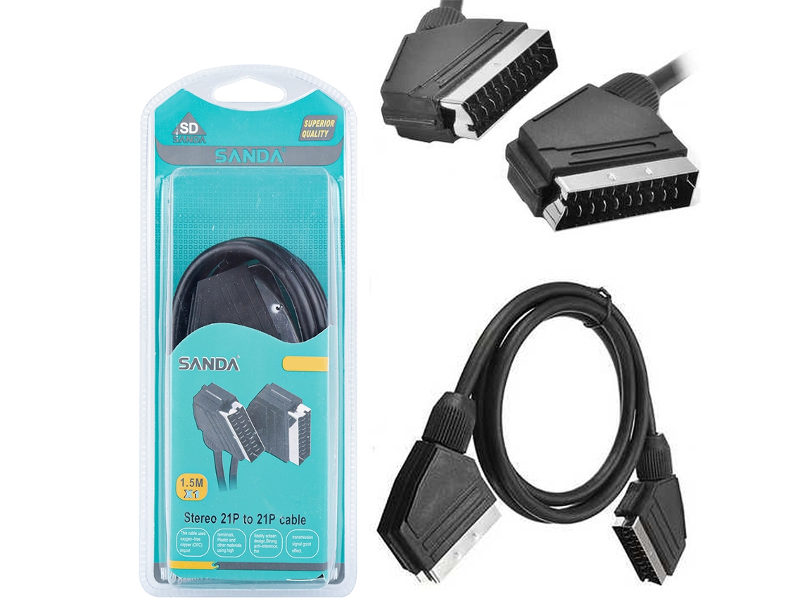 Cabo Scart 21P M-M SANDA Sd-8170 1.5M Preto