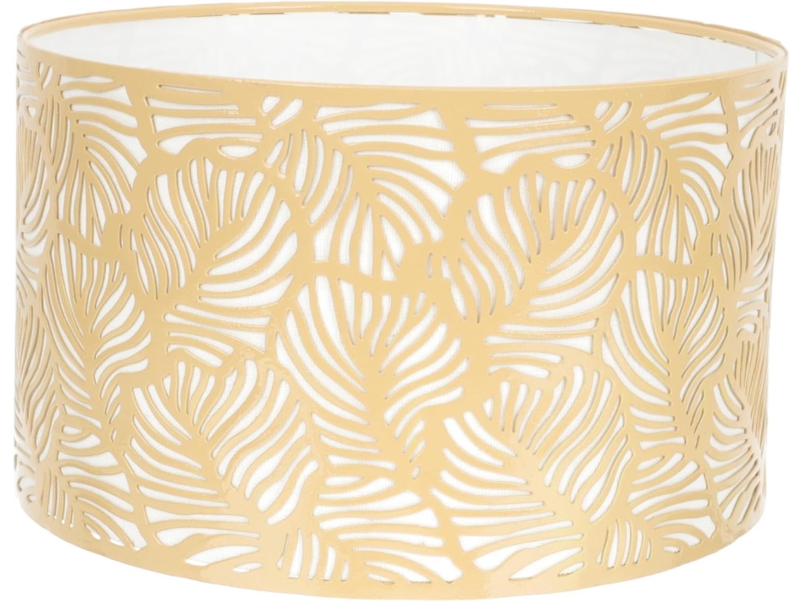 Luminária De Chão Cilíndrica Decorativa Em Metal Com Formato De Folha Vazada, Soquete E27, Nas Cores Dourada E Branca, Ideal Para Ambientes Internos.