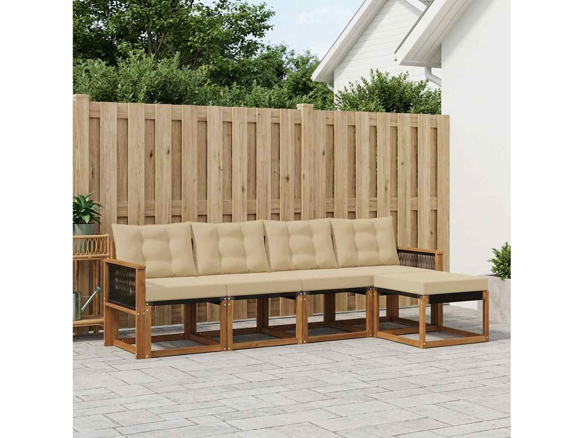 Vidaxl Conjunto De Sofás Para Exterior 5 Unid. Natural E Bege