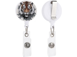Porta Crachá Retrátil Doodle Tiger Em Preto E Branco, Porta Crachá Divertido Enfermeiras Com Clipe, Chaveiro Fofo