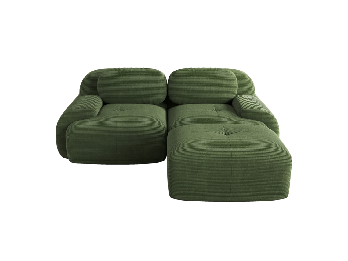 Sofá Ecksofa em Veludo, modular, com braços curvos, sem montagem, almofadas de espuma elástica, Verde ORBITRA COMMERCE