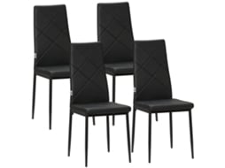 Conjunto de 4 Cadeiras Espuma, Aço e Pvc Cor Preto 41x50x97cm Homcom