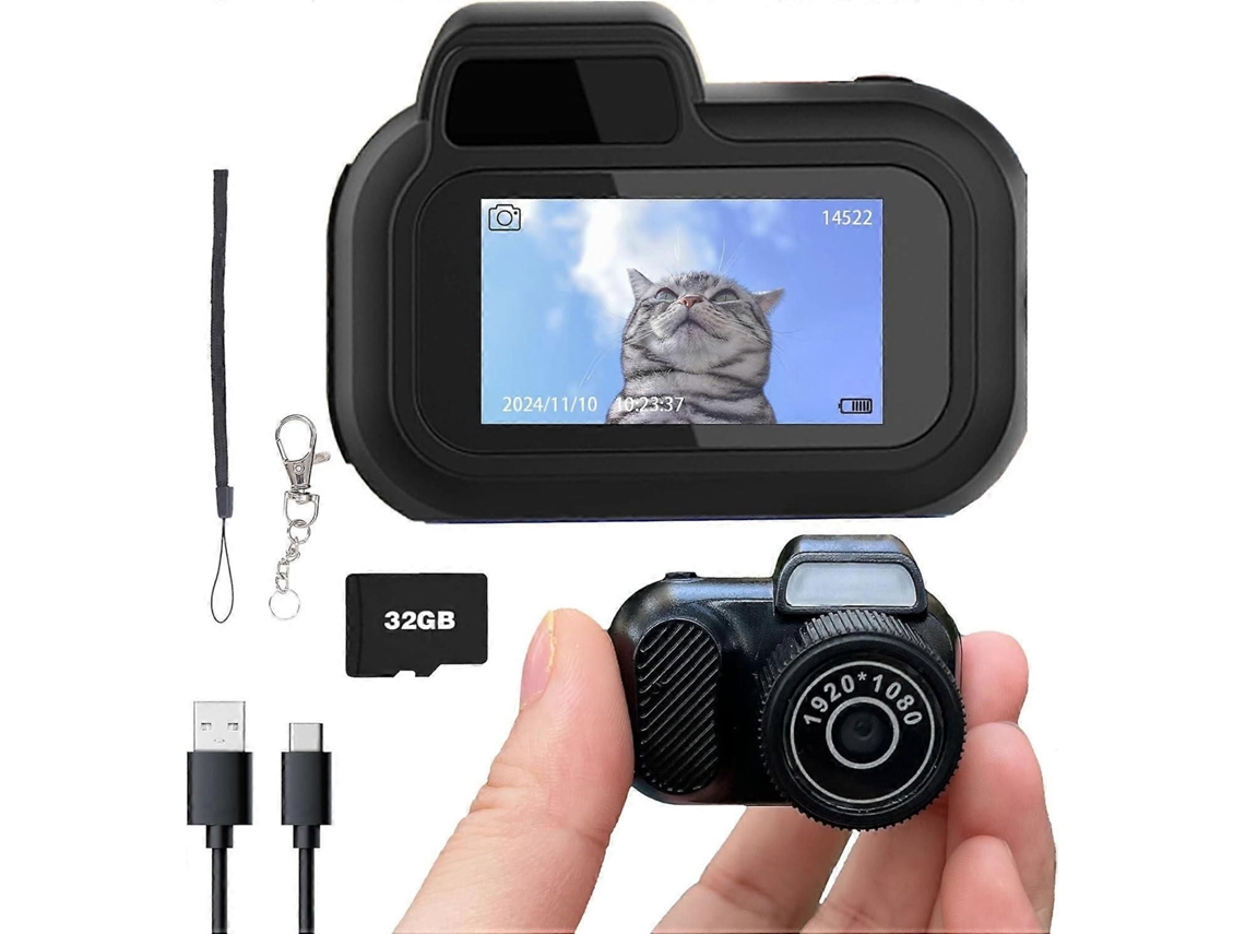 Mini Câmera Digital De Chaveiro, Mini Filmadora Snap 1080p Com Cartão De 32gb, Pequena Câmera Retrô Compacta E Portátil Com Tela Lcd
