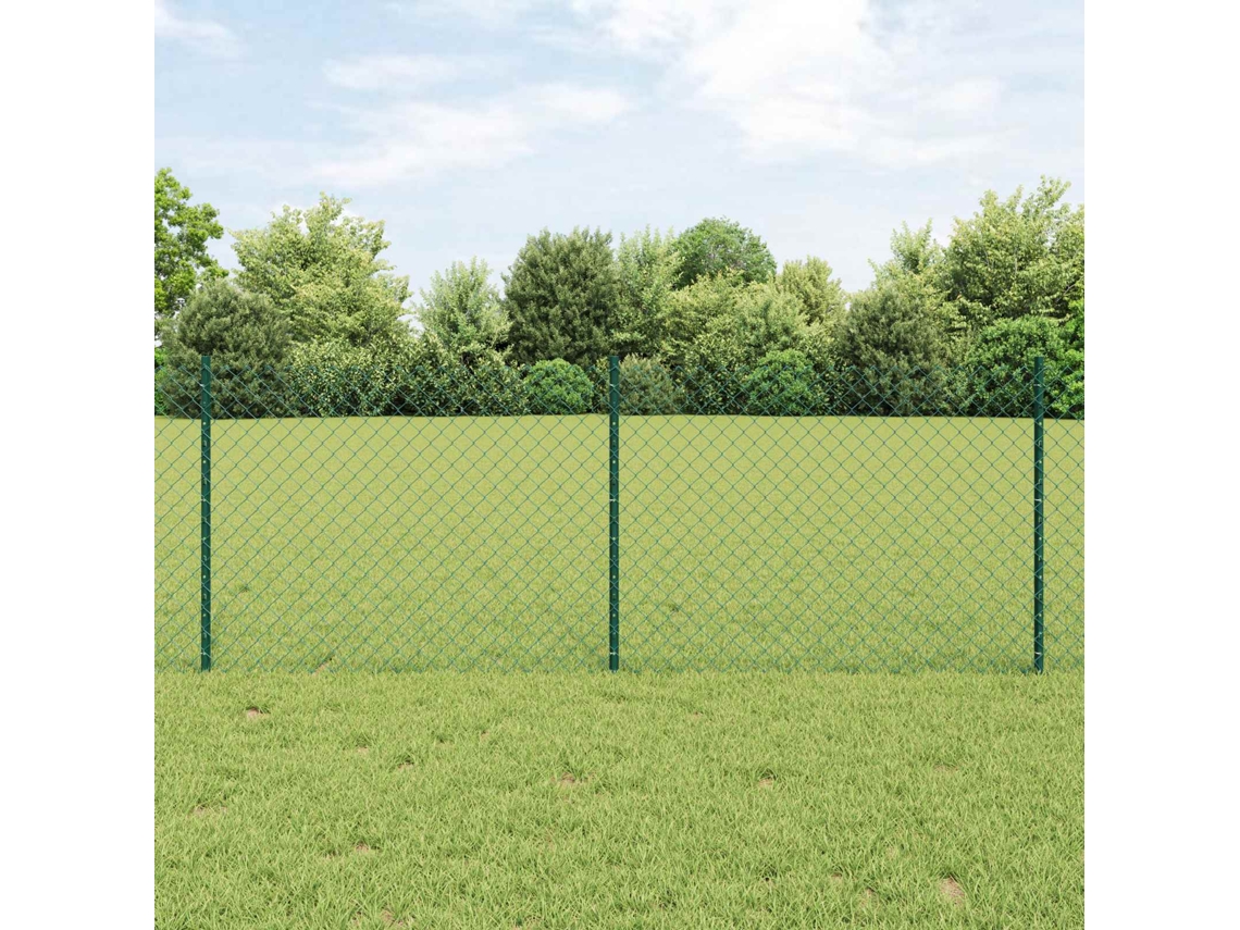 Vidaxl Cerca De Elos Com Poste 10 X 0,8 M Aço Revestido De Pvc Verde