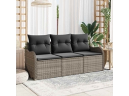 Vidaxl Conjunto De Sofá De Jardim 3 Unid. Cinzeto Rattan Sintético