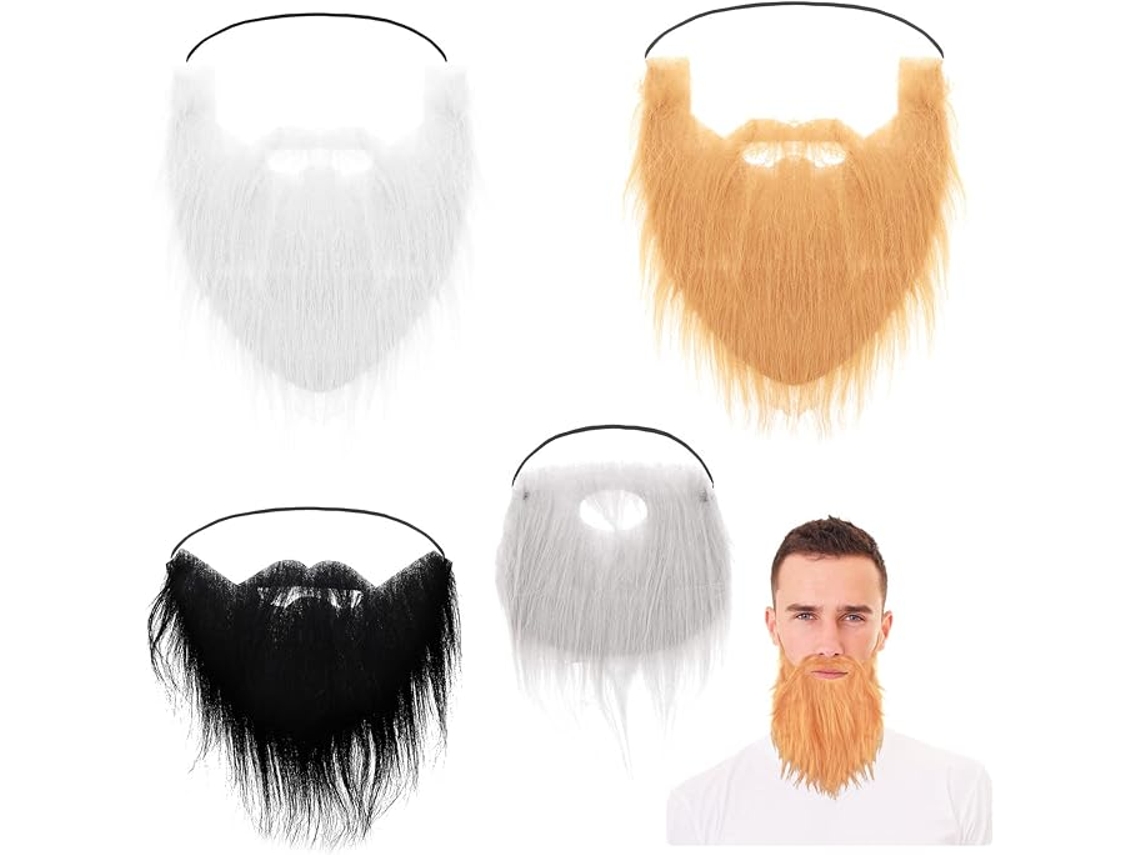 Conjunto de 4 barbas postiços ZYBLSSBB, divertidas, com elástico