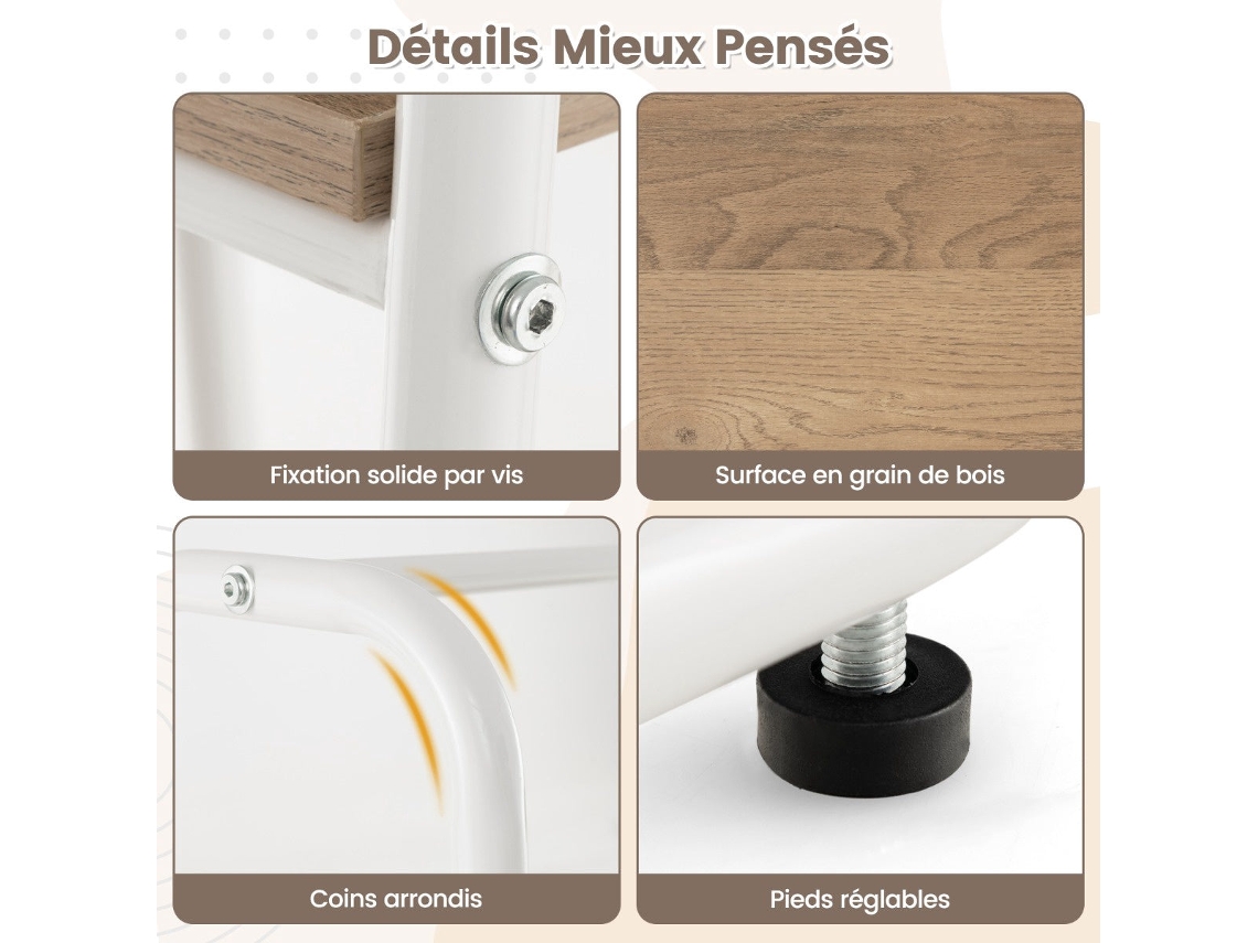Cabideiro De Chão Com 5 Prateleiras E Varão, Branco
