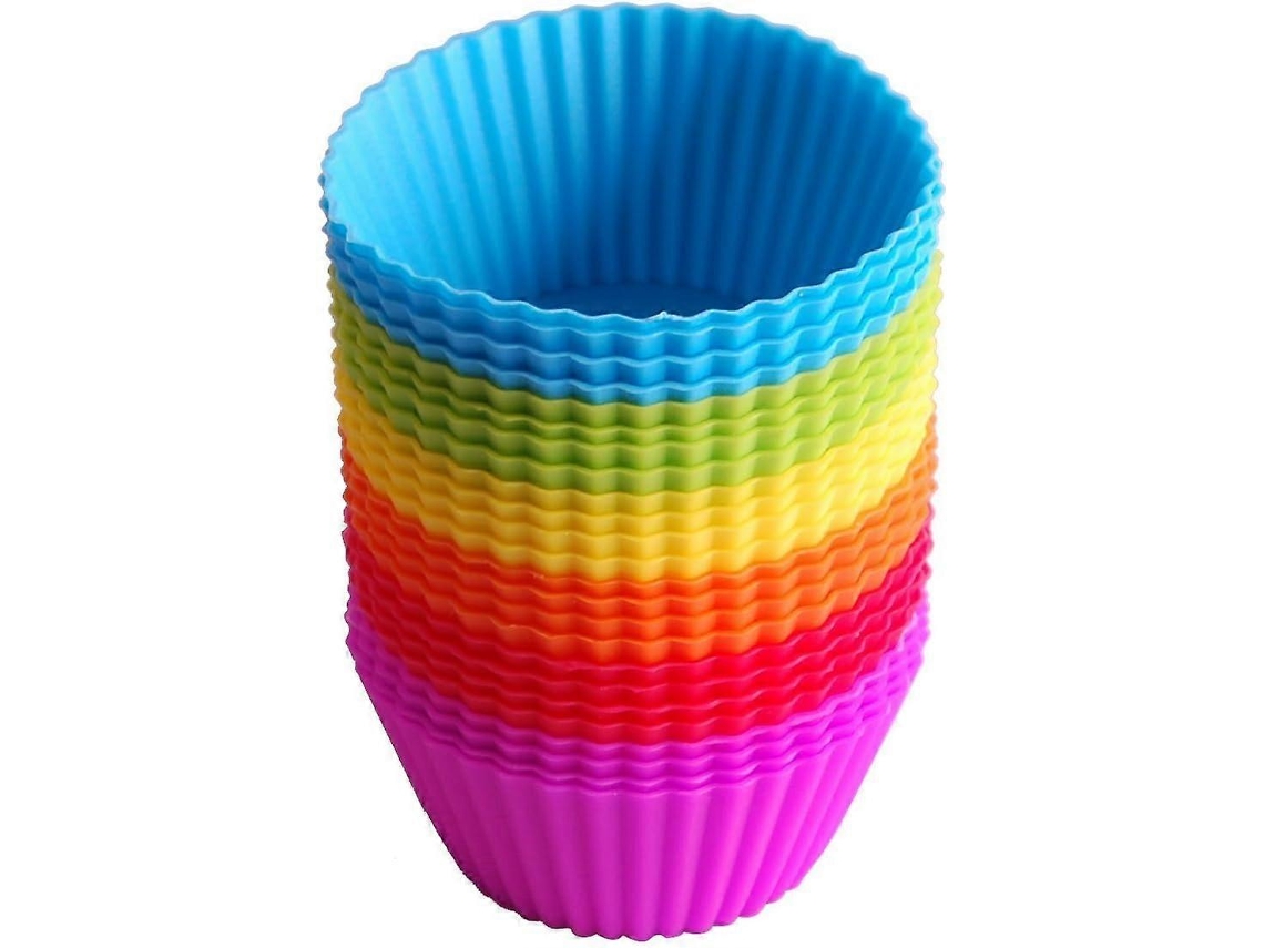 Molde de Silicona Reutilizável para Cupcakes : Cozimento Certificado Pela Fda (24 Unidades)