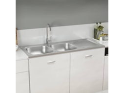 Vidaxl Lava-louça Cozinha + Cuba Dupla Aço Inox Prateado