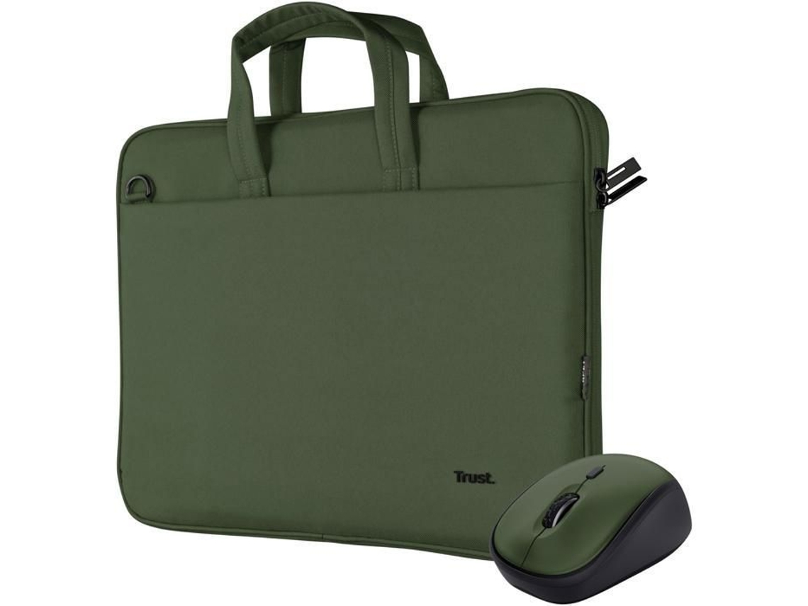Mochila Para Laptop Trust Bologna Eco Até 16 Polegadas Mouse Sem Fio Verde Aquaforge