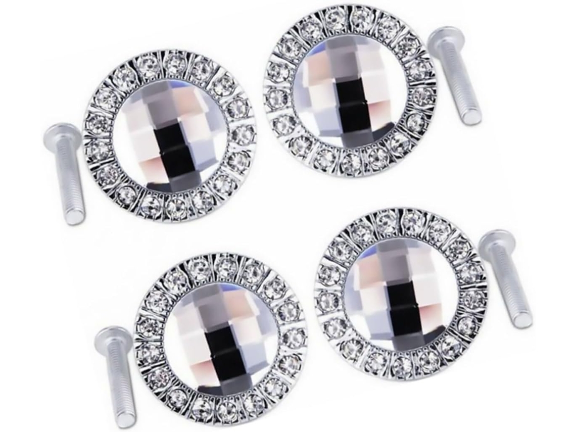 Conjunto De 2 Puxadores Cristal Com Strass Para Armários E Guarda Roupas