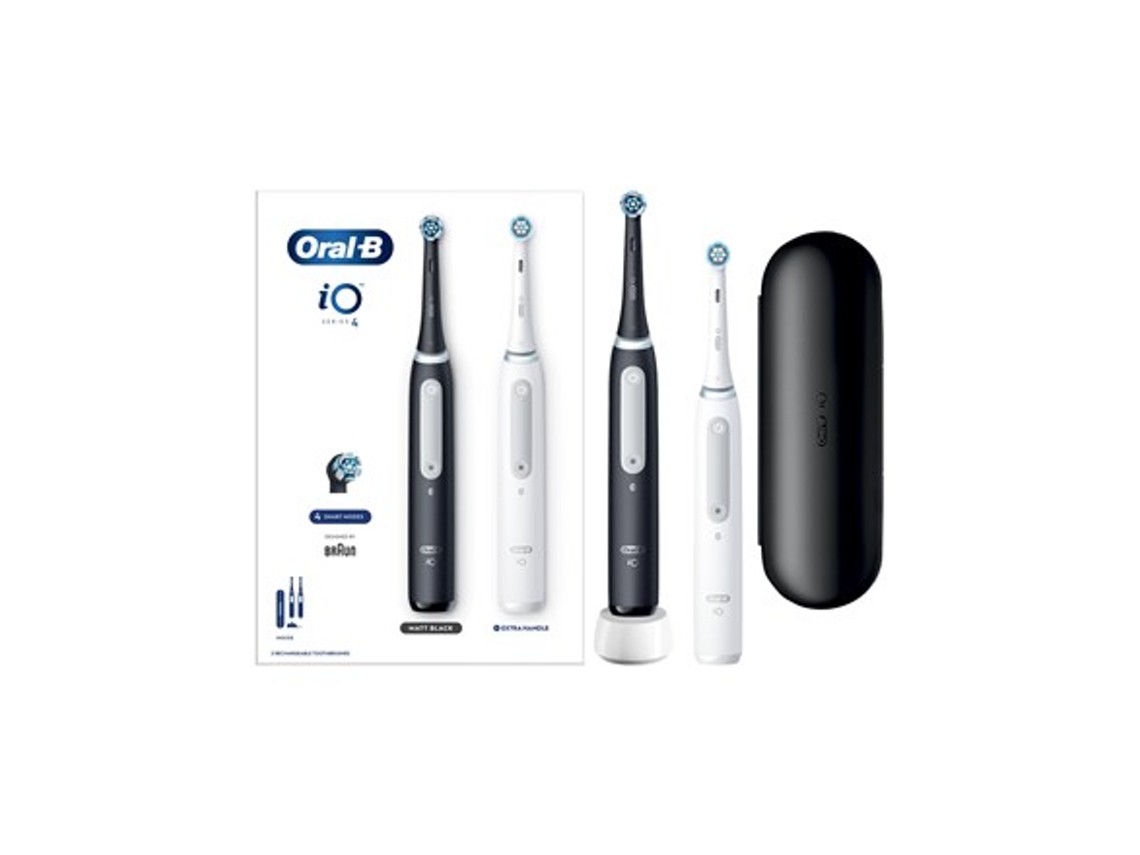 Oral B | Escova de Dentes Elétrica Pack Duplo | Série Io4 | Recarregável | Para Adultos | Número de Cabeças de Escova Incluídas 2 | Braun