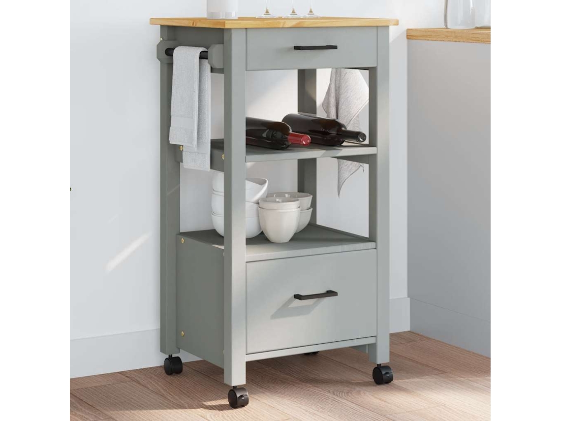 Vidaxl Carrinho De Cozinha Monza 48x40x88,5 Cm Madeira De Pinho Maciça