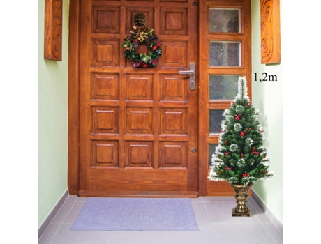 Árvore de Natal CTW Ramos Brilhantes Entrada Pinhas Decorativas Base Estável Vermelho (1.2 m)