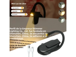 Luz de Leitura Led com Clipe, Rotação de 360°, Carregamento Usb. MDUG (preto, 1 Unidade)