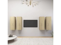 Vidaxl Móveis De Tv 4 Pcs 30,5x30x90 Cm Contraplacado Carvalho Sonoma