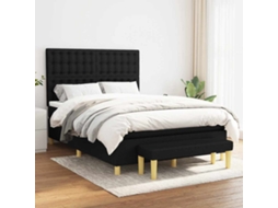 Vidaxl Cama Com Molas/colchão 140x200 Cm Tecido Preto