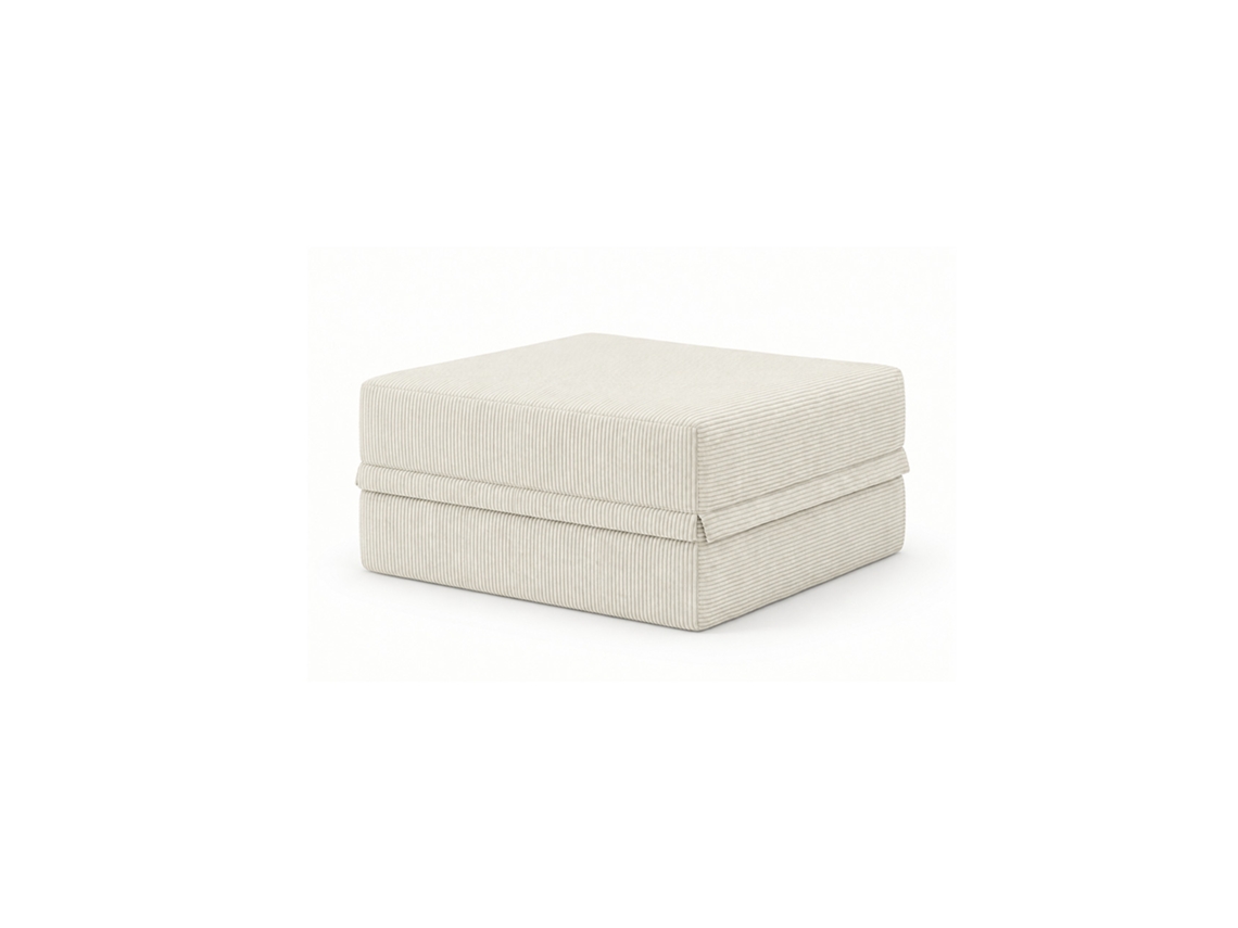 Sofá Modular Puff Convertível Veludo Regular Bege SKOFFA