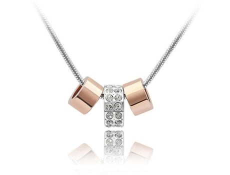Colar Lcc® 3 Anéis Banho De Ouro Branco Cristais Swarovski 40cm 5cm