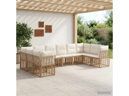 Vidaxl Conjunto De Sofás Para Exterior Natural E Branco Creme
