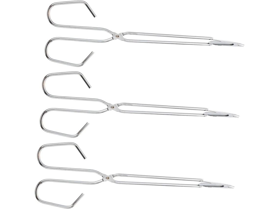 Conjunto De 3 Pinças Para Churrasco Em Ferro Resistente Ao Calor Com Cabos Antiderrapantes, Da Ibasenice, Para Lareiras