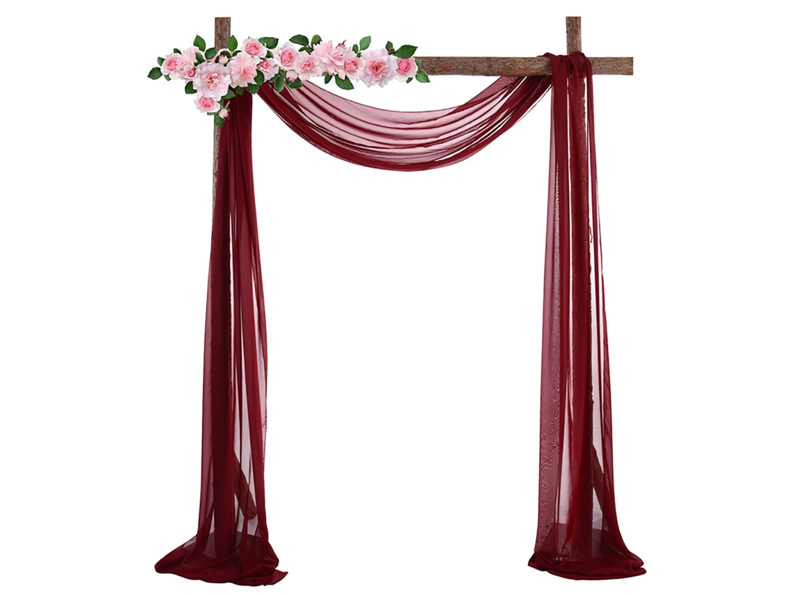 Pano de Fundo Translúcido Tule Chiffon para Arco de Casamento Decoração Cerimônia Festa (75x600cm) | S/MARCA