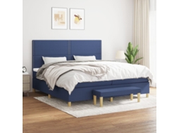 Vidaxl Cama Com Molas/colchão 200x200 Cm Tecido Azul