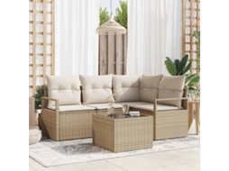 Vidaxl Conjunto De Sofás 5 Unid. Bege Vime Pe