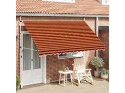 Vidaxl Toldo Retrátil Manual 350 Cm Laranja E Castanho