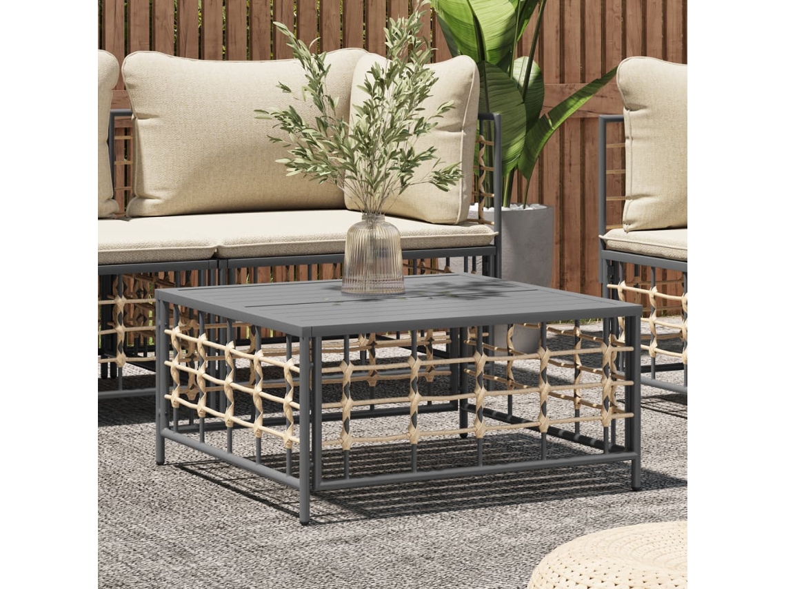 Vidaxl Mesa De Jardim 70x70x34 Cm Vime Pe Antracite
