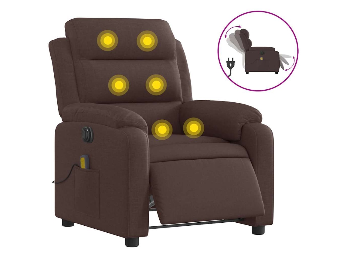 Electric Massage Recliner Chair, Electric Massage Recliner Chairs Vidaxl Marrom Tecido
